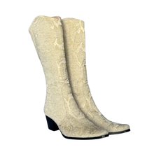 Load image into Gallery viewer, Ivory/Tan Python Brocade Modern Cowboy