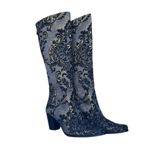 Load image into Gallery viewer, Denim & Gold Knee High