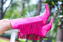 Load image into Gallery viewer, Pink Embroidered Fringe Tall Cowboy