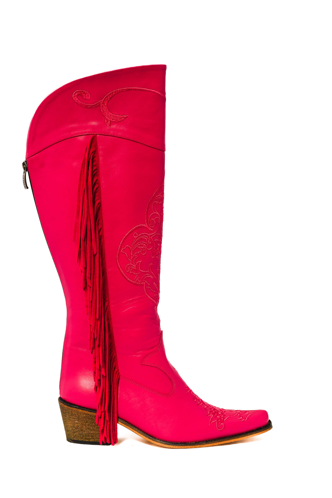 Pink Embroidered Fringe Tall Cowboy