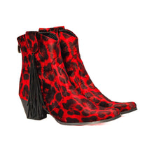 Load image into Gallery viewer, Red Jaguar Fringe Bootie