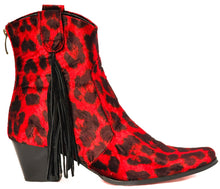 Load image into Gallery viewer, Red Jaguar Fringe Bootie