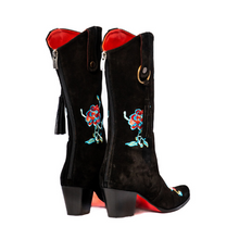 Load image into Gallery viewer, Telluride Black with Blue & Red Roses Modern Cowboy