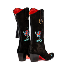 Load image into Gallery viewer, Telluride Black with Blue &amp; Red Roses Modern Cowboy
