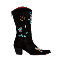 Load image into Gallery viewer, Telluride Black with Blue & Red Roses Modern Cowboy