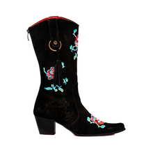 Load image into Gallery viewer, Telluride Black with Blue &amp; Red Roses Modern Cowboy
