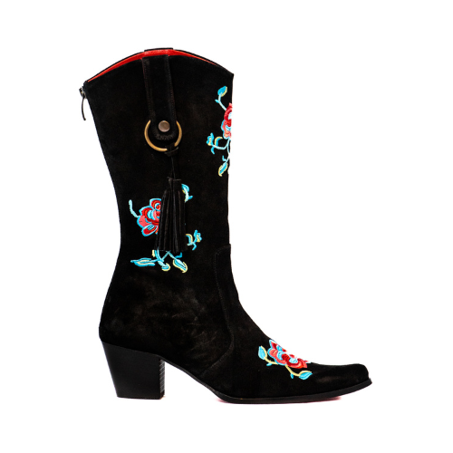 Telluride Black with Blue & Red Roses Modern Cowboy