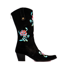Load image into Gallery viewer, Telluride Black with Blue & Red Roses Modern Cowboy