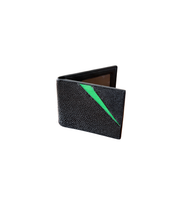 Load image into Gallery viewer, Stingray Bi-Fold Wallet Green Accent
