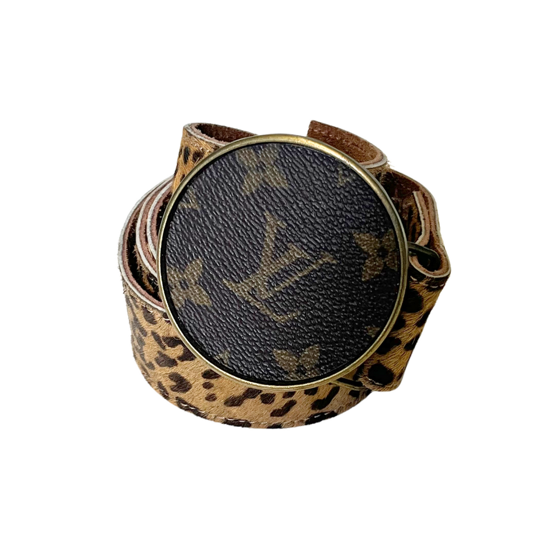Vintage Louis Vuitton Round Buckle with Cheetah Belt