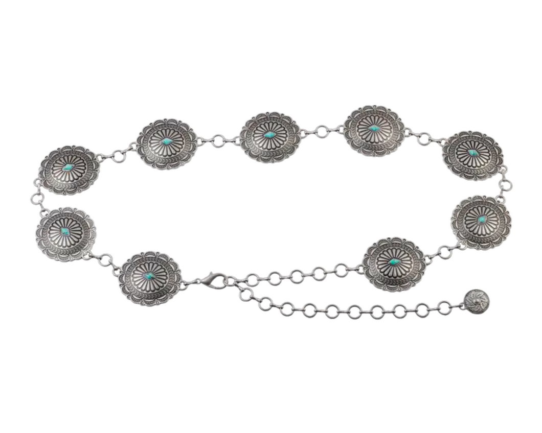Silver Concho Chain Belt