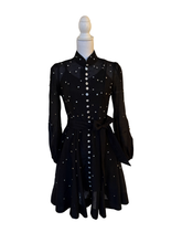 Load image into Gallery viewer, Black dress with beautiful crystals
