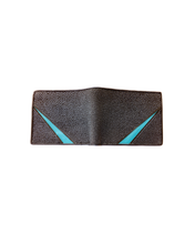Load image into Gallery viewer, Stingray Bi-Fold Wallet Turquoise Accent
