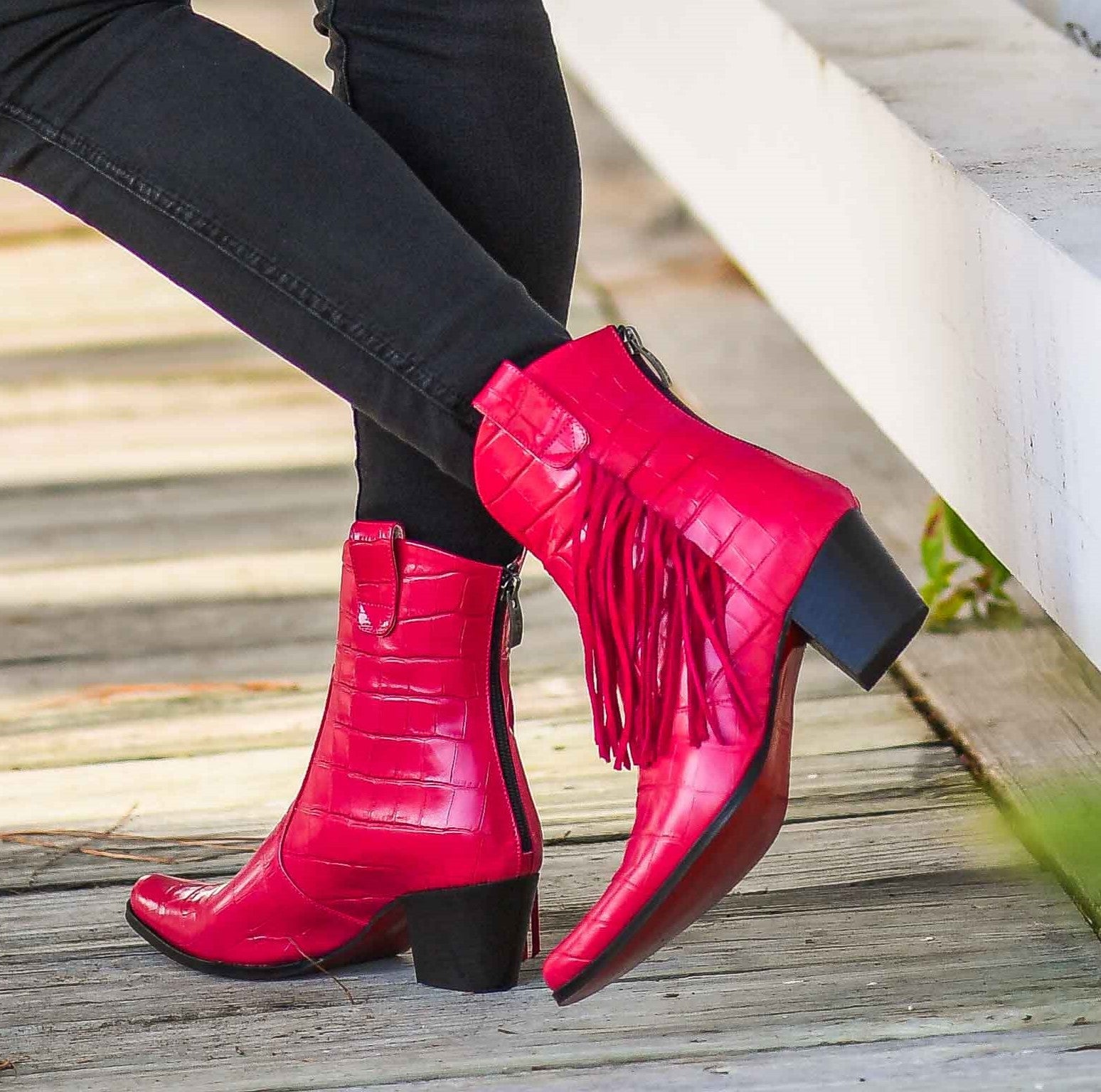 Sydney Pink Fringe Bootie – Rockwell Tharp Sydney Pink Fringe Bootie – Rockwell Tharp