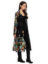 Load image into Gallery viewer, Black Duster with Floral Embroidery
