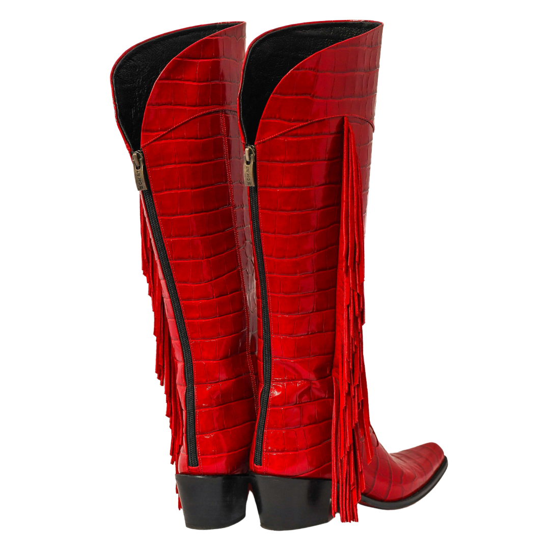 Red fringe 2025 cowboy boots