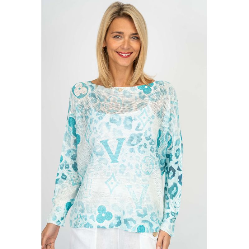 V Animal Print Top
