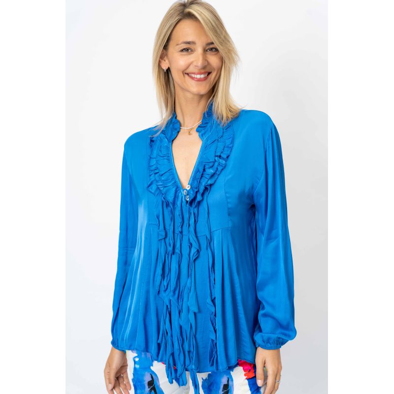 Silk Ruffle Neck Blouse