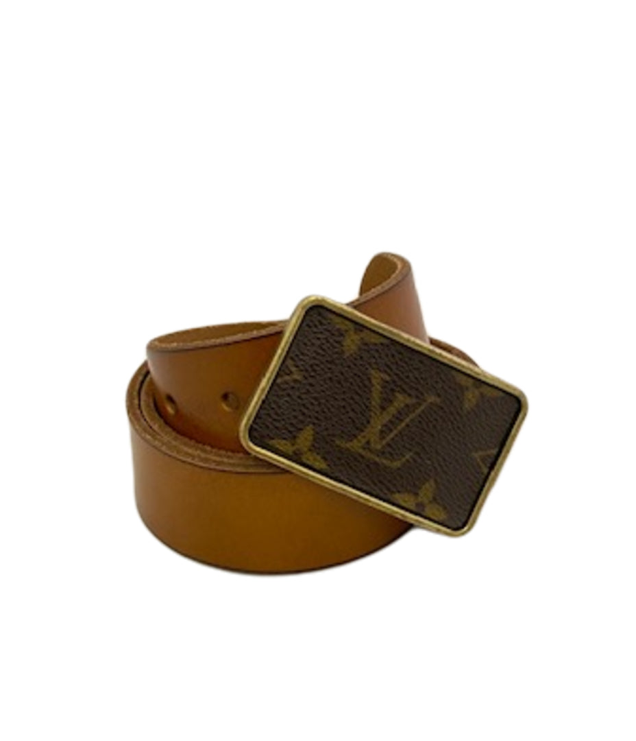 Vintage Louis Vuitton Square Buckle with Leather Belt