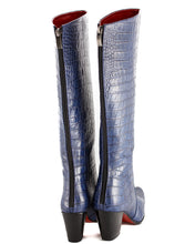 Load image into Gallery viewer, Navy Alligator Knee High Boots
