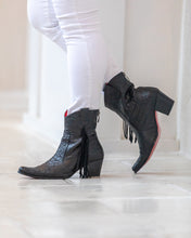 Load image into Gallery viewer, Manchester Black Short Fringe Bootie
